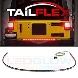 LEDGlow 36" Red TailFlex Tailgate LED Light Bar with White Reverse Lights for Jeep & SUVs - Brake, Running, Turn Signals & Hazard Lights - Flexible Waterproof Strip - Flat 4 Pin Connector