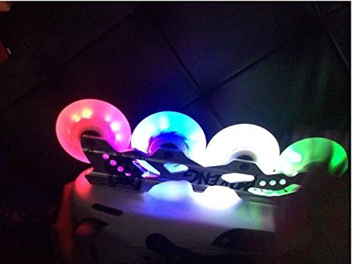 caiary Outdoor Blue/Green/Red/White LED Light Inline Skate Wheels Flash Roller 80MM/90A-2packs (Blue, 80mm)