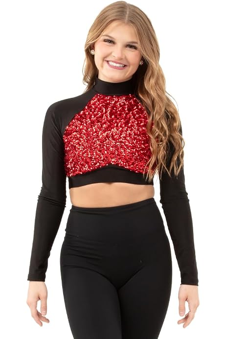 red sequin crop top dance