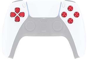 eXtremeRate Red Metal Dpad ABXY Buttons for PS5 Controller, Custom Replacement Aluminum Action Buttons & Direction Keys for P