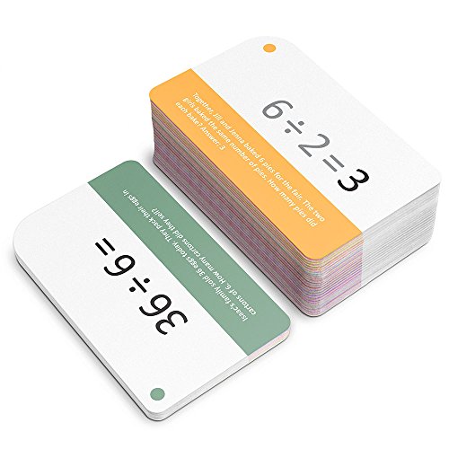 Self-Checking Division Flashcards with Word Problems, All Facts 0-12 by Pint-Size Scholars