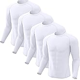 CL convallaria 4 Pack Compression Shirts Men Long Short Sleeve Cooling Dry Rash Guard Athletic Workout T Shirt for Sports