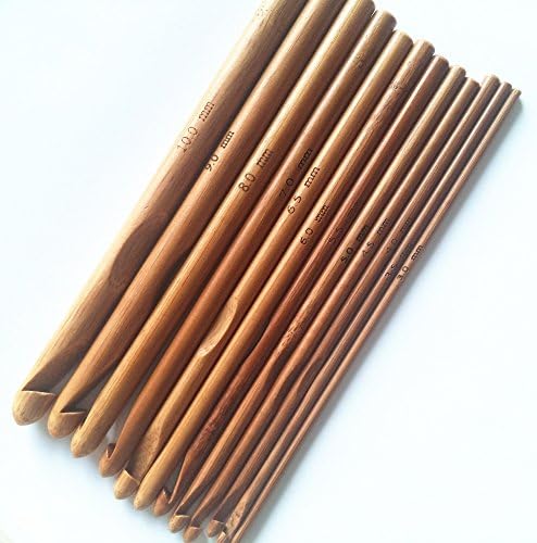 DIY Sewing Crochet Hooks Bamboo 12 Piece Set Knitting Needles 5.9" 3-10mm