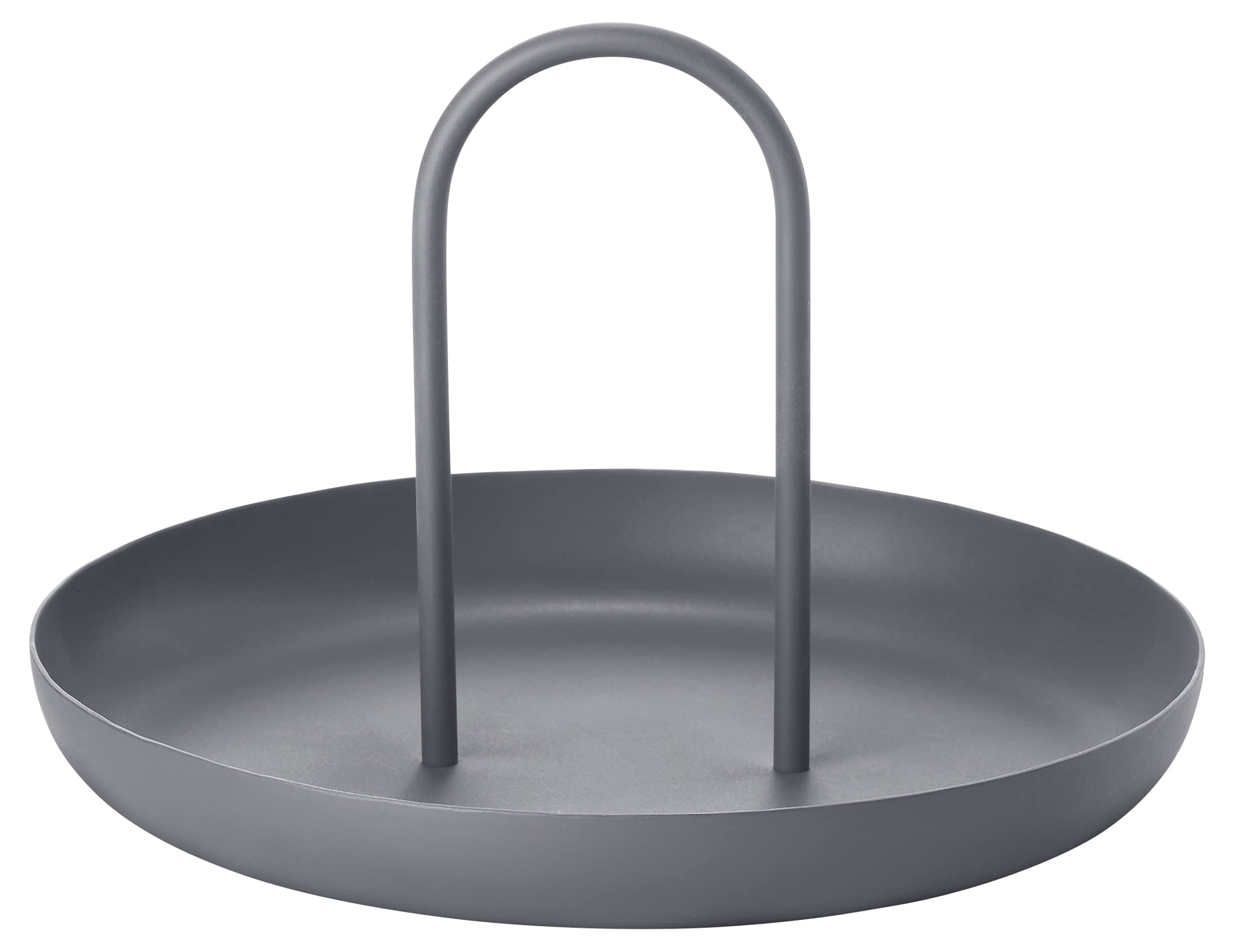 Zone Denmark Singles Serving Tray, Matt Lacquered Metal, Round Tray with Handle, 20 cm in Diameter, Cool Grey