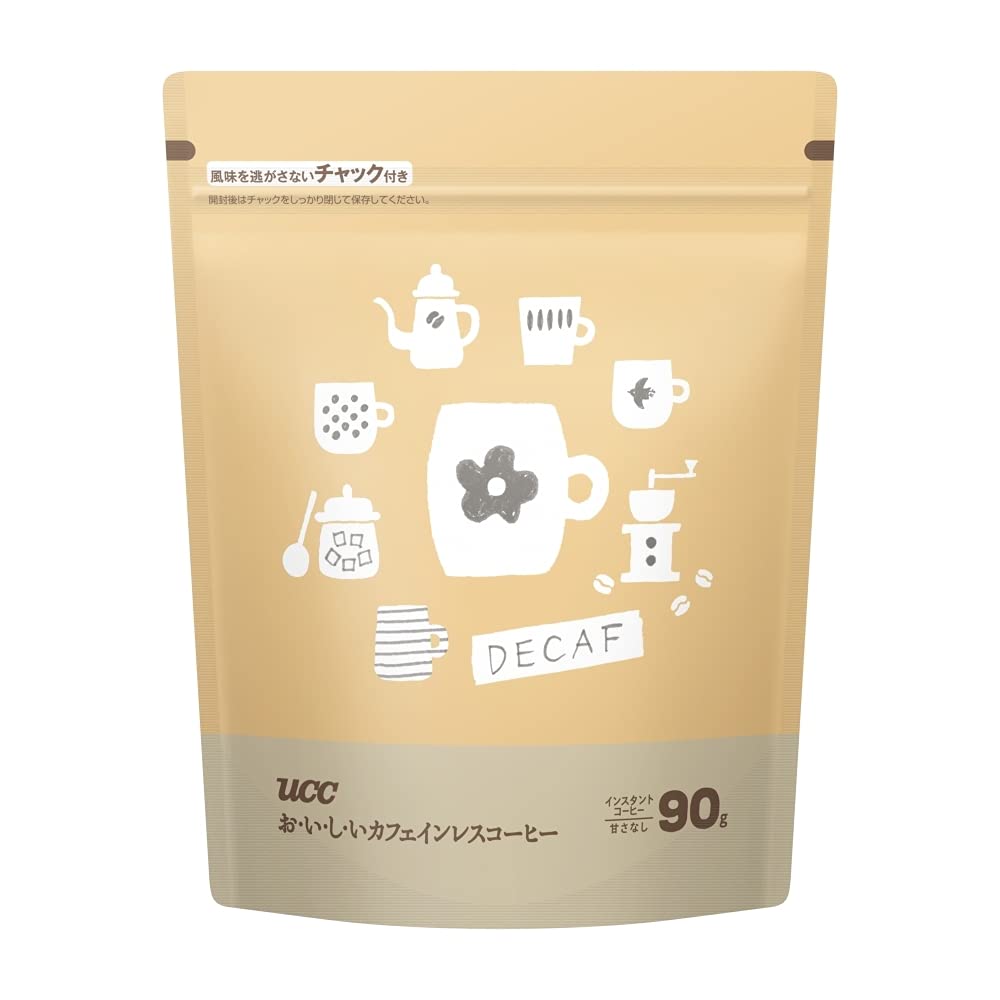 お・い・し・いカフェインレス UCC コーヒーインスタントコーヒー 袋 90g 【詰め替え】【デカフェ】【ノンカフェイン】【EC限定】商品画像