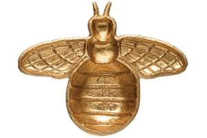 Creative Co-Op Decorative Cast Iron Gold Bee Shaped Dish