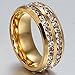 Chryssa Youree Mens Womens 8MM Titanium Stainless Steel High Polished Cubic Zirconia CZ Promise Engagement Band Wedding Ring Size 6 to 12 (SZZ-021) (Size 9, gold)