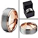 Tungsten Wedding Band Ring 8mm Men Women Comfort Fit 18k Rose Gold Grey Step Bevel Edge Brushed Polished Size 9