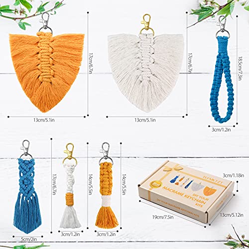 TianLian Macrame Kits, 6 Sets Macrame Keychain DIY Kits for Macrame