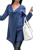 Wearlove Women's Long Sleeve Asymmetric Hem Split Wrap Sweater Poncho Top Coat
