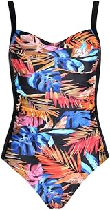 WIN.MAX One Piece Swimsuit Tummy Control Ruched Padded Plus Size C-DD Cup LF view 3