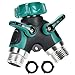 YUELIFE 2 Way Garden Hose Valve, Garden Hose Faucet Splitter with Bolted & Threaded Metal Body and 2 Repalceable Washers for Easy Garden Life-Green (2 Way Garden Hose Shut Off Valve)