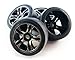 Traxxas XO-1 FRONT & REAR SLICK TIRES & 17mm BLACK CHROME SPLIT SPOKE WHEELS