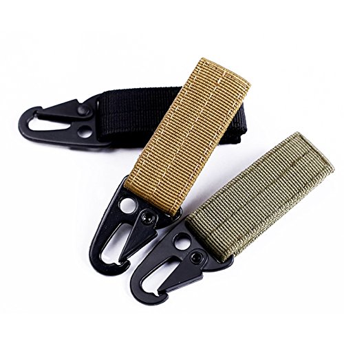 EDTara Carabiner Tactical Nylon Climbing Metal Hook Webbing Buckle Hanging Molle Camping Belt Buckle with Key Ring Army Green - Thumbnail 5