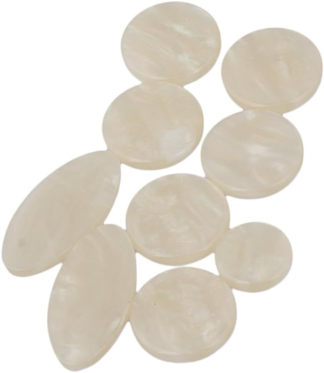 Yibuy Creamy-white Color Plastic Alto Saxophone Key Buttons Replacement Inlays Pearl Pack of 9
