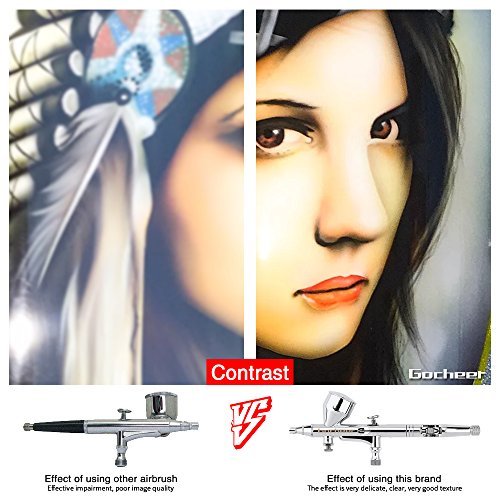 Gocheer Alta precisione Pistola Aerografo Doppia azione Gravità Alimentare Aerografo con 0,2 0,3 0,5mm ugelli Set per Tatuaggi Nail art Trucco Spray con Kit Pulizia Aerografo