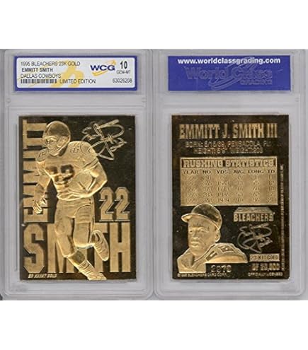 Amazon.com: Emmitt Smith 1995 23KT Gold Card Sculpted NFL Dallas