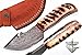 GladiatorsGuild 64R Custom Handmade Damascus Steel Skinner Hunting Knife Fixed Blade Small Skinning Knife with Gut Hook (Ram Horn)