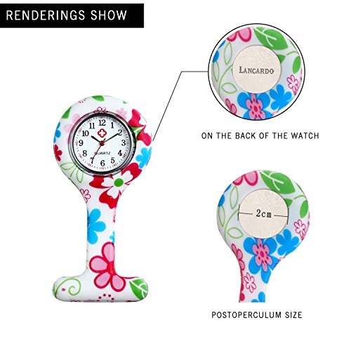Women Nurses Watch 2PCS Pin-on Brooch Hanging Lapel Dactor Badge Hygienic Protection Colored Patterned Silicone Fob Watches