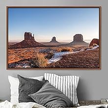 signwin Framed Canvas Wall Art Mountainscape Aerial Dramatic Landscape Mountain Top Multicolor Photography Realism Rustic Warm - 16x24 inches