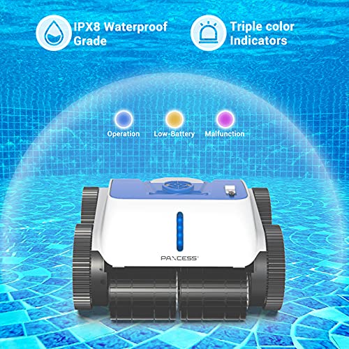 PAXCESS Cordless Robotic Pool Cleaner WallClimbing Fuction with Smart Route Plan, Automatic