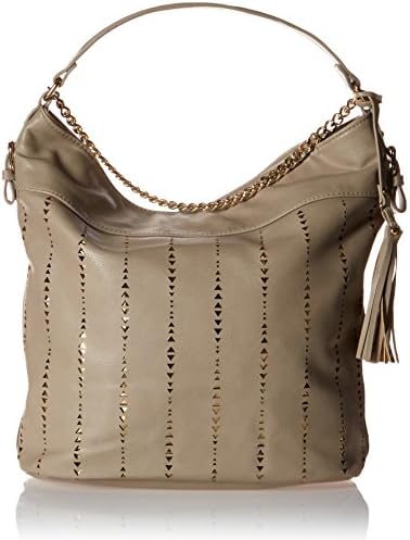 Dolce Girl Metallic Perforated Hobo Convertible Shoulder Bag, Taupe, One Size
