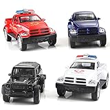 AMANYER Set of 4 Pickup Trucks Toy Pull Back Vehicles Mini Car Toy for Kids Toddlers Boys Pull Back And Go Car Toy Play Set