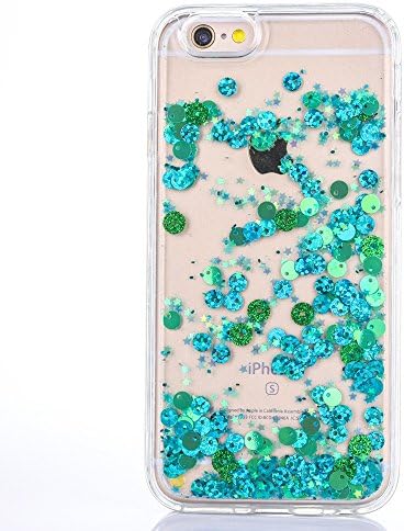 GreenDimension Pink Bling Moving Liquid Bubble Star Case Transparent 3D Glitter Dynamic Quicksand Clear Hard Shock Absorption Cover with Soft Diamond Rubber Bumper for Apple iPhone 6s Plus 6 Plus 5.5"