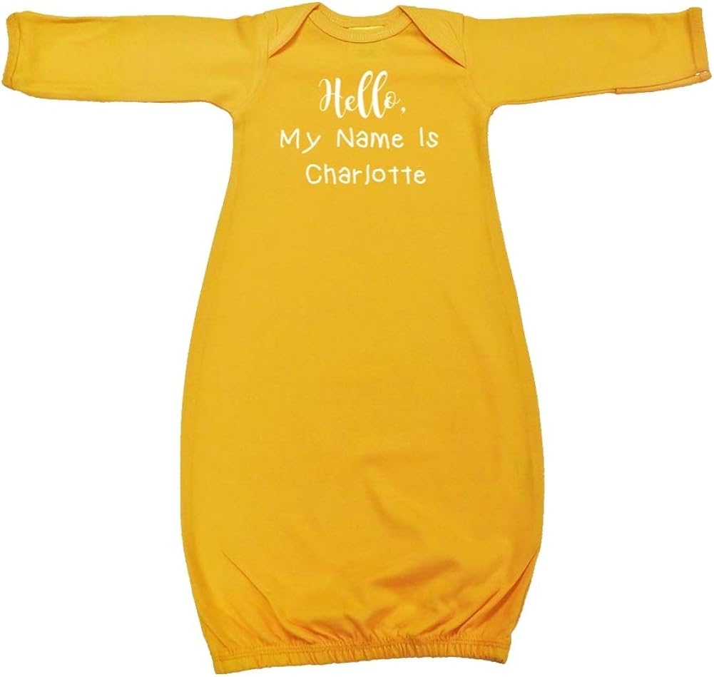 Authentic Mashed Clothing Hello My Name Is Charlotte Personalized Name Baby Cotton Sleeper Gown Orange Newborn Clothing Factory Direct Sales Www Ust Edu