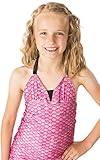 Fin Fun Mermaid Girls Scale Tankini Set - Malibu Pink Top and Bottom - Girls M