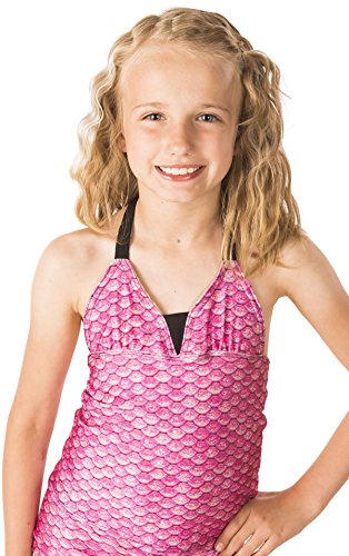 Fin Fun Mermaid Girls Scale Tankini Set - Malibu Pink Top and Bottom - Girls M