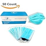 Tropiic 50 Pc Disposable Earloop Face Masks, Medical Dental and Veterinary Anti Allergy Surgical Multi-Purpose Sanitary Mask for Adults - Protection Against The Flu, Pollen and Pet Dander