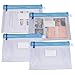 Zipper Pouch, Wisdompro 4 Packs Durable Letter Size Waterproof Mesh File Bag, Document Organizer - Blue