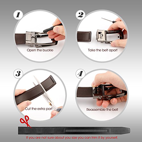 WERFORU Leather Ratchet Dress Belt for Men Perfect Fit Waist Size Up to 44" with Automatic Buckle