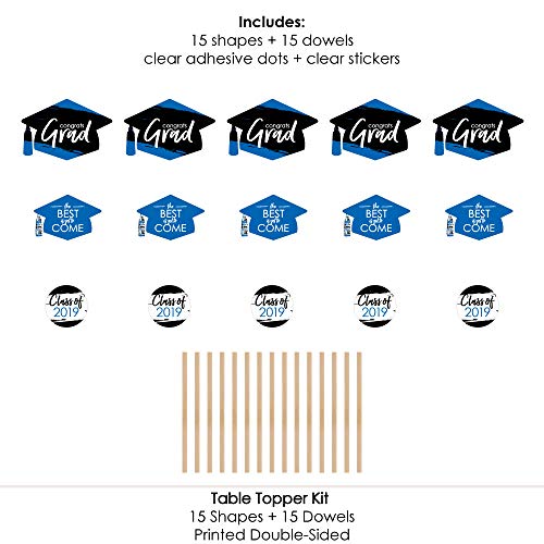 4 Blue+Grad+Graduation+Centerpiece+Toppers