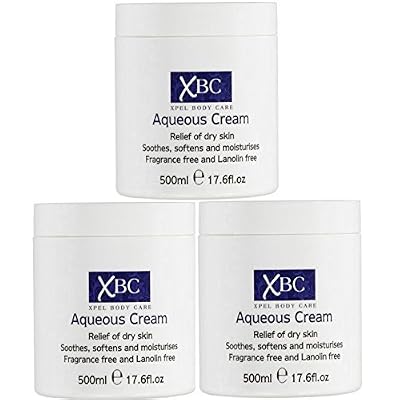 3 x 500ml XBC Aqueous Cream Emollient Large Tub Relief for Dry Skin by Xpel Body Care
