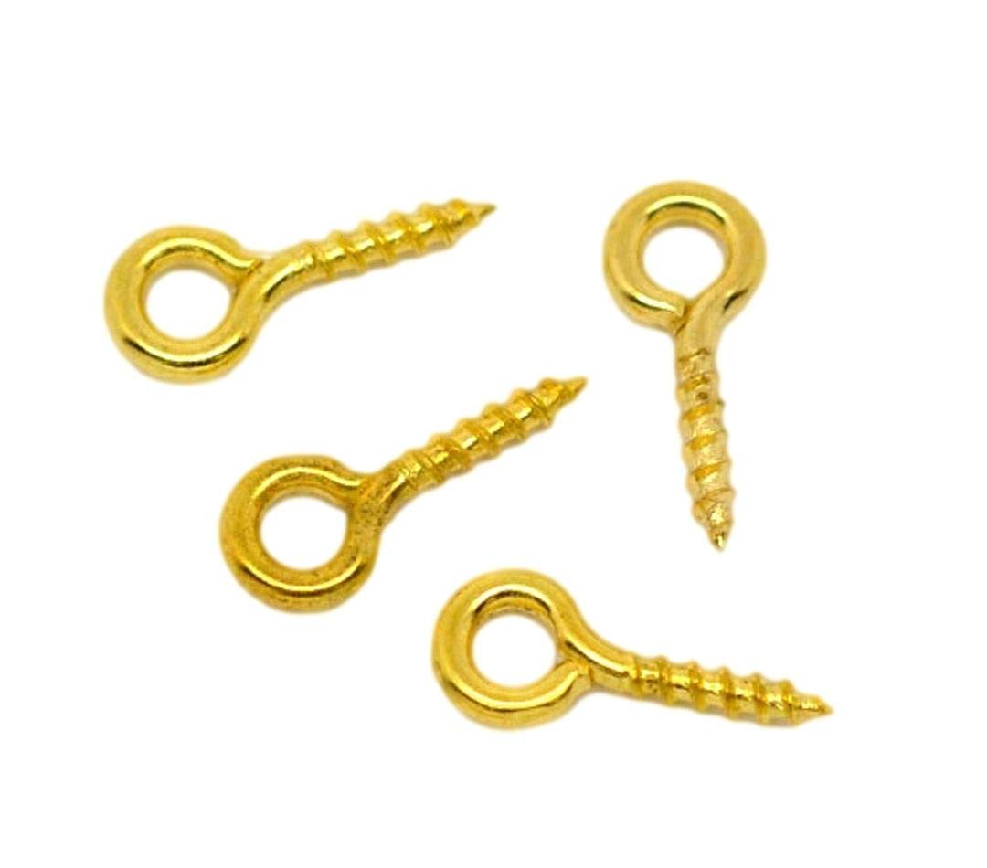 200 x Gold Plated 14mm x 7mm Metal Screw Eyes/Pins Bails - for Jewellery Making Craft Findings