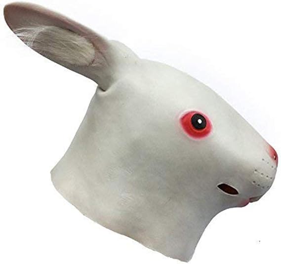 Amazon Co Jp Demi Sharkyノベルティハロウィンコスチュームパーティーラテックスウサギ動物ホラーマスク カラー ホワイト 服 ファッション小物