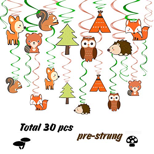 Yaaaaasss Woodland Animals Hanging Swirl Decorations 30 Ct Forest