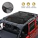 JK Roof Sunshade,Black Durable Mesh Sunshade Top Cover Provides UV Sun Protection for 2007-2018 Jeep Wrangler JK JKU 4 Door (Plain Black)
