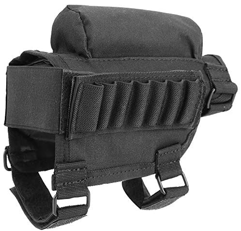 YOIZO anvas Leather Rifle Hunting Accessories,Hunting Gun Buttstock Cheek, Buttstock Cheek Buttstock Pouch Cheek Rest Pad Shell For Hunting Shotgun & Rifle (Black)