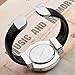 Top Plaza Fashion Women's Cuff Watch, Round Case PU Leather Band, Black