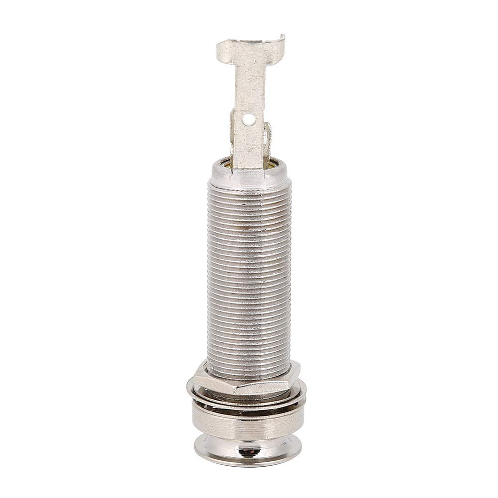 Guitar Bass Output Jack, End Pin Output Jack Socket 1/4 inch Cylinder Long Threaded for Electric Guitar Bass(Silver)