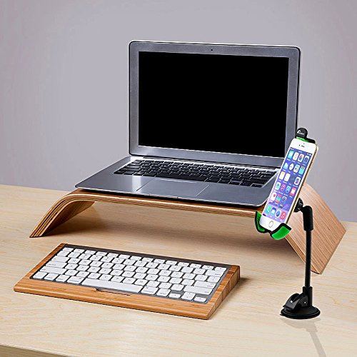 Moobom Car Mount Long Arm Suckers Handsfree Holder With 360 Degree Rotation Suction Cup Cradle on Universal Windowsheild Dashboard for iPhone Samsung Various Smartphones