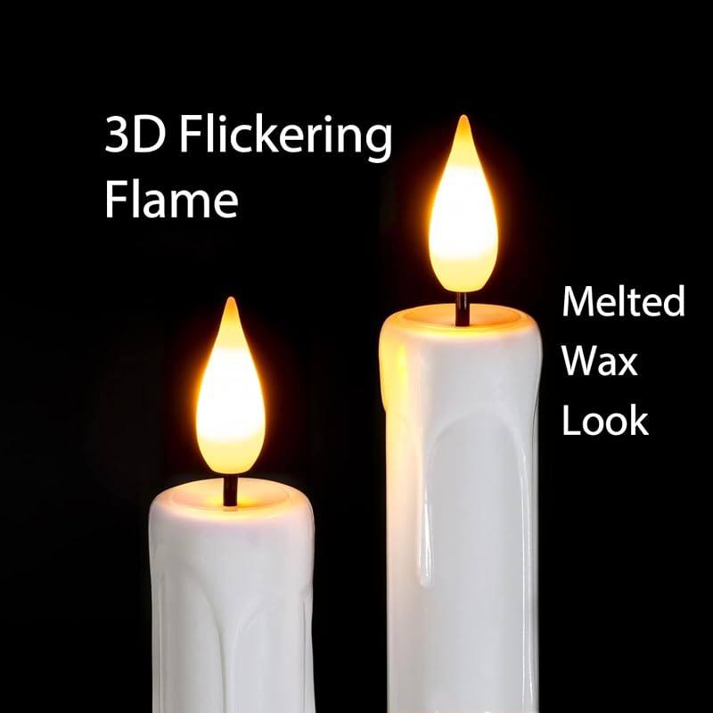 Lot de 6 bougies LED blanches sans flamme avec télécommande, bougies LED à piles, lumière 3D pour décoration de Noël