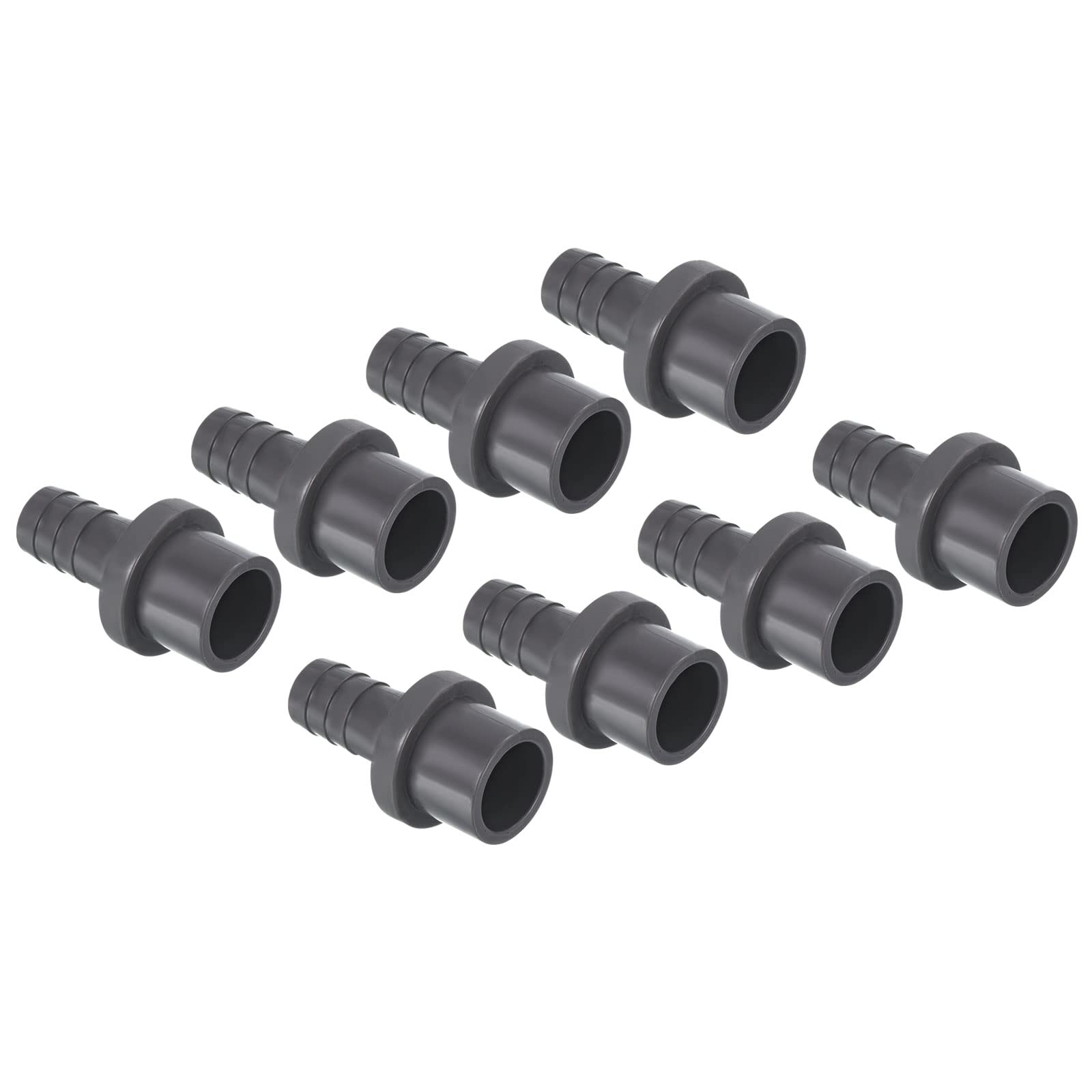 PATIKIL UPVC Reducer Pipe Fitting 20mm OD 13mm Barbed, 8 Pack Straight Coupling Adapter Connector, Grey