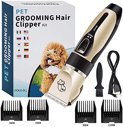 JOBNICE Dog Shaver Clippers Low Noise Rechargeable Cordless Electric Quiet Hair Clippers Set for Dogs Cats Pets