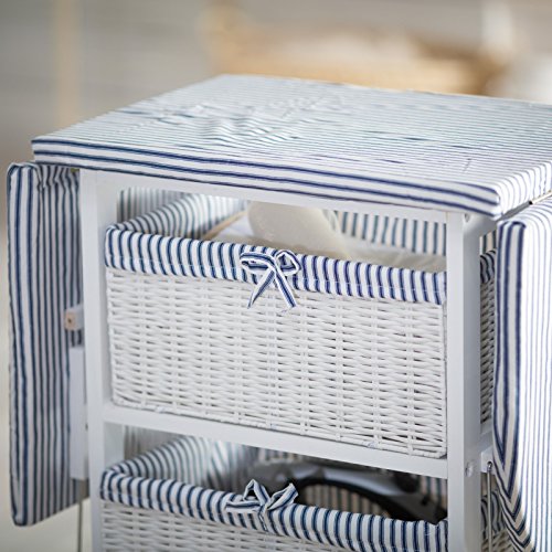 Wood Wicker Ironing Board Center with 3 Foldable Baskets Buy Online