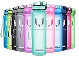 MAIGG Best Sports Water Bottle - 17oz & 32oz - Eco Friendly & BPA-Free Plastic - Fast Water Flow, Flip Top, Opens 1-Click - Reusable Leak-Proof Lid