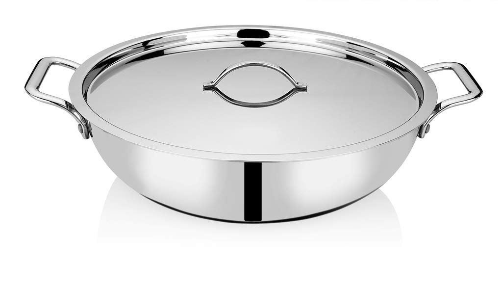 Buy Bhalaria Stainless Steel Triply Kadai 24cm W/Lid & Handle (Silver